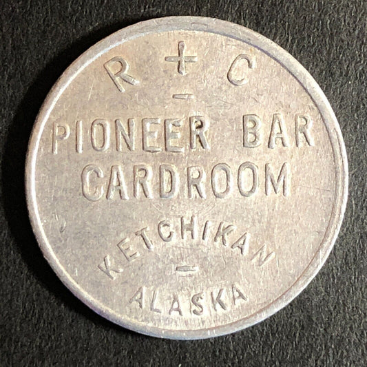 Ketchikan, AK R+C Pioneer Bar Cardroom Alum "10 Pts." Token 24mm c1940's-50's
