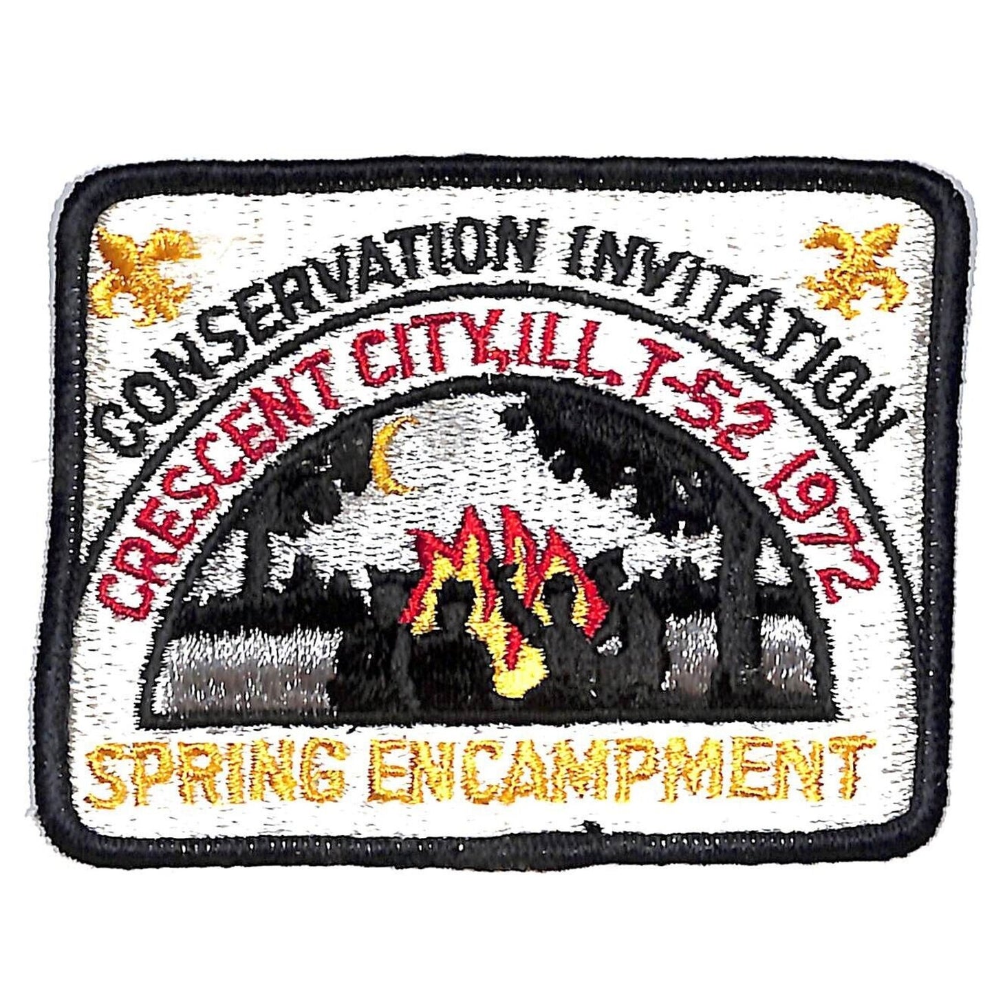 Boy Scouts BSA 1972 Conservation Invitation Crescent City, IL Emb. Patch VGC