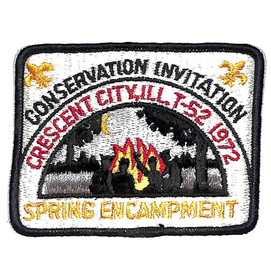Boy Scouts BSA 1972 Conservation Invitation Crescent City, IL Emb. Patch VGC