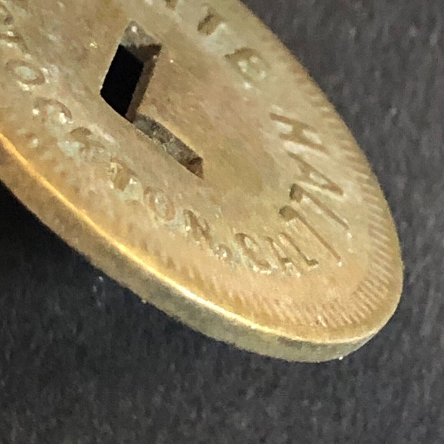 Lafayette Hall Stockton, CA Brass Trade Token w/ "L" Cutout 24mm VGC Scarce