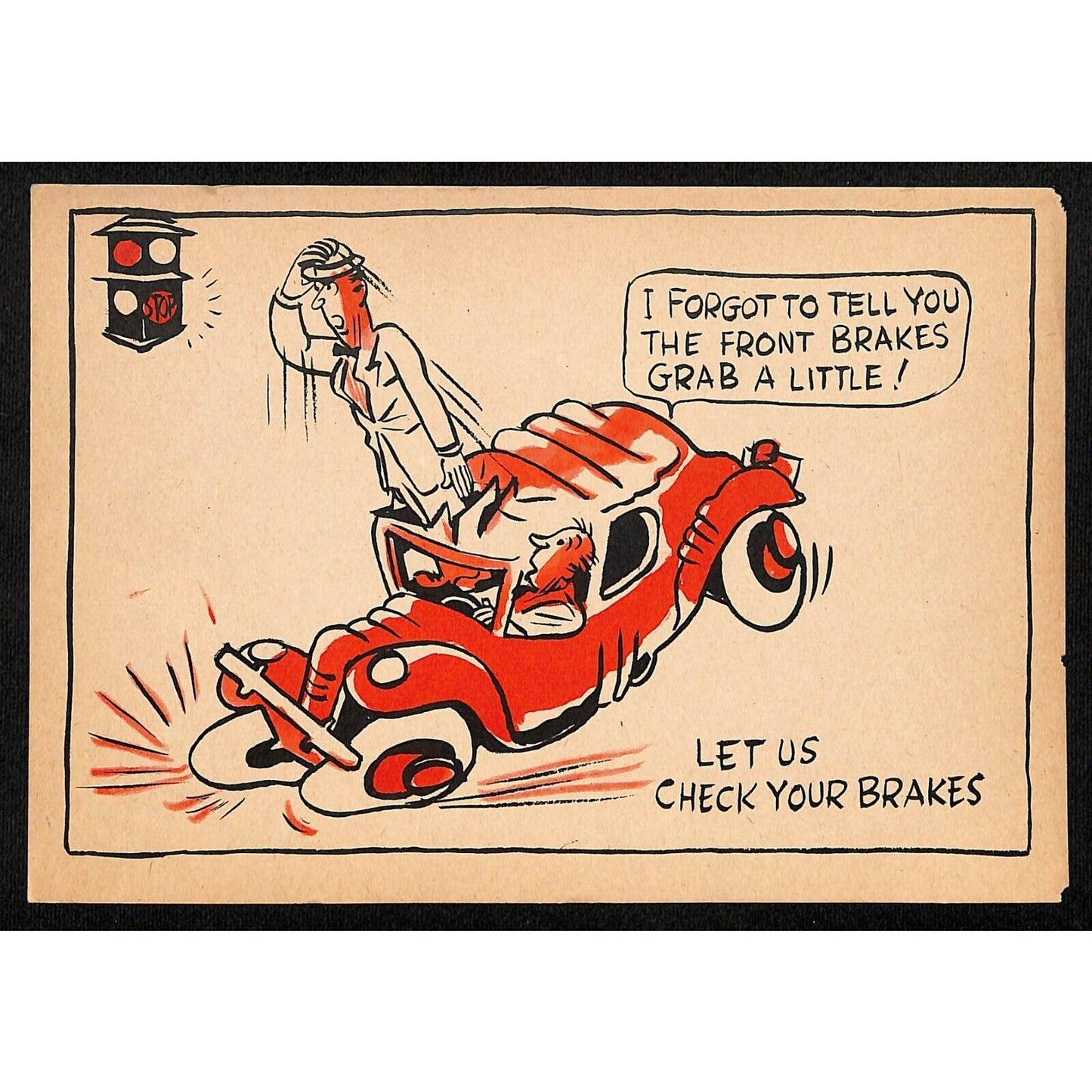 Magruder Motor Chrysler Plymouth Glasgow, MT Funny Brake Check Service Postcard