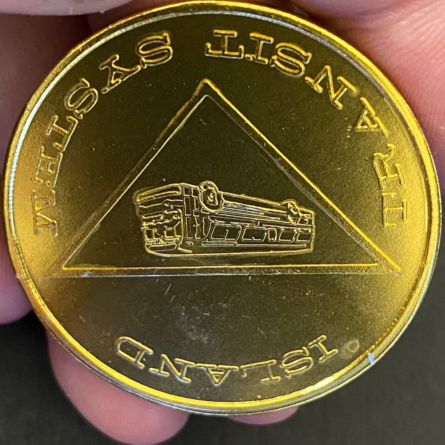 Island Transit System (Jones Beach) c1968-70's Alum Gold Bus Transit Token 38mm