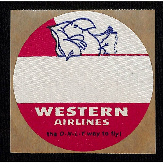 Western Airlines "The Only Way to Fly" Sticker w/ Smoking Wally Bird c1960's