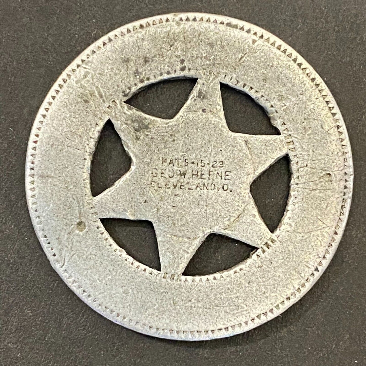 F.A. Lisey Hanover, Ohio Six-Star Badge-Style Vintage Alum. Souvenir? Token 32mm