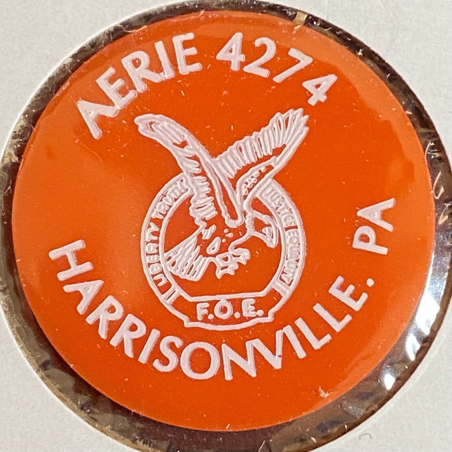 Harrisonville, F.O.E. #4274 c1970's-80's Plastic "G/F One Bottle Beer" Token