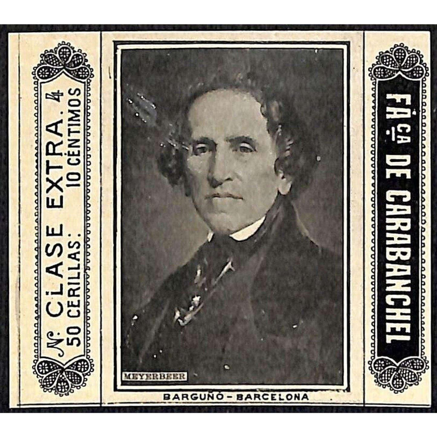 Giacomo Meyerbeer Opera Composer Barcelona c1920's Matchbox Label VGC