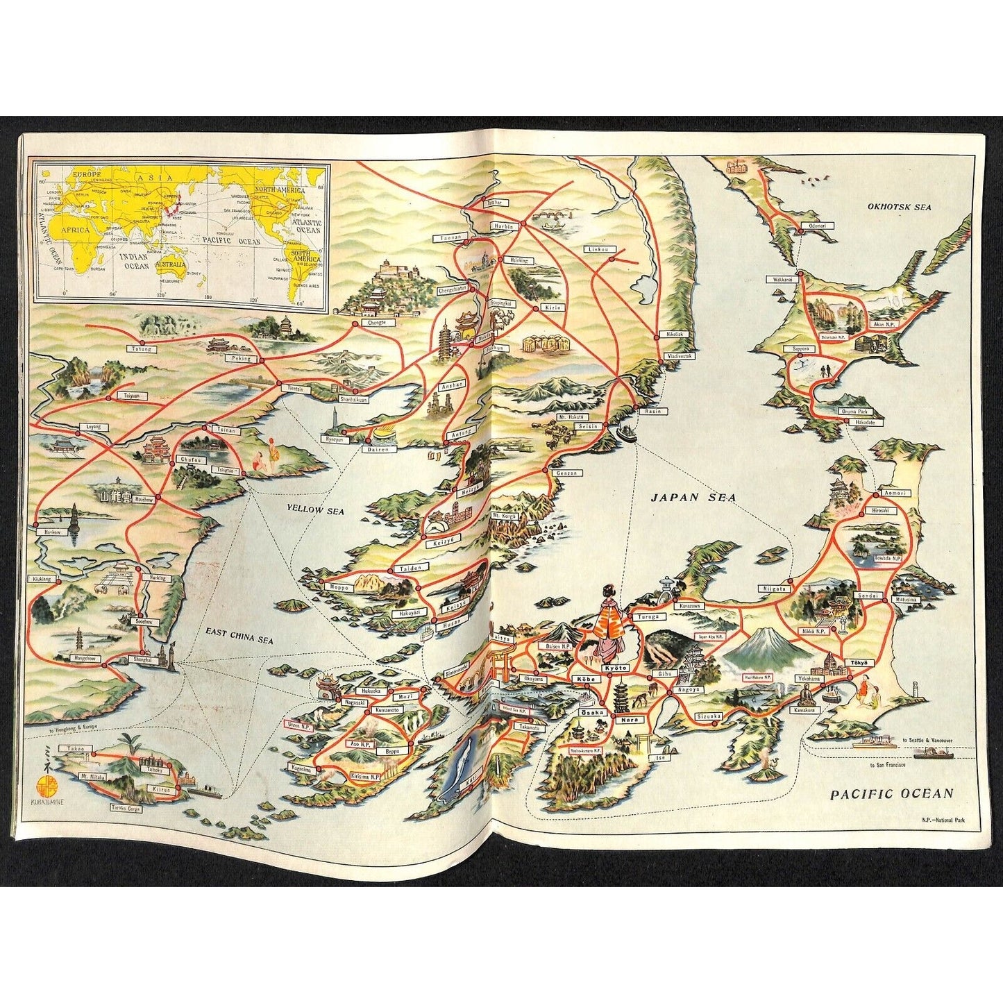 Japanese Government Railways "Japan" c1938 Travel Brochure w/ Stats 36pp VGC