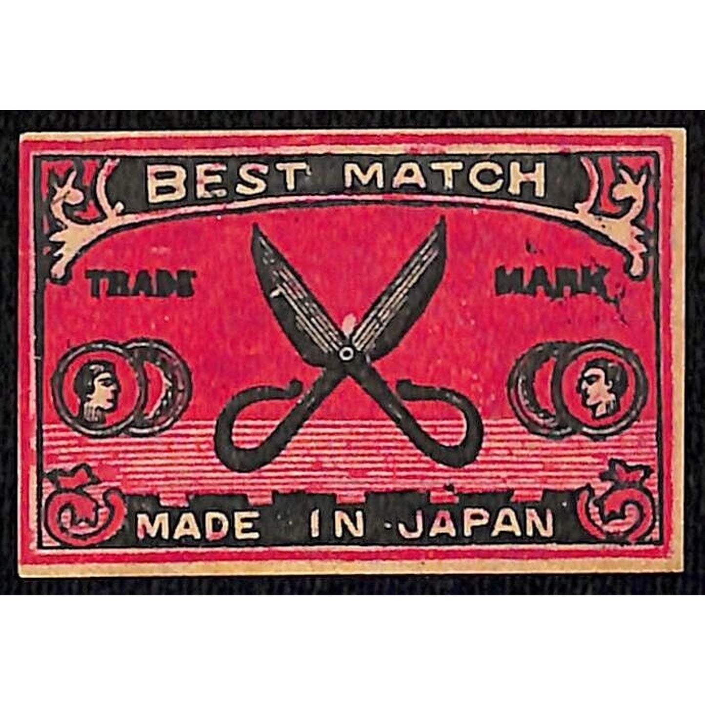 Best Match Scissors Made in Japan c1900-1920's Matchbox Label VGC