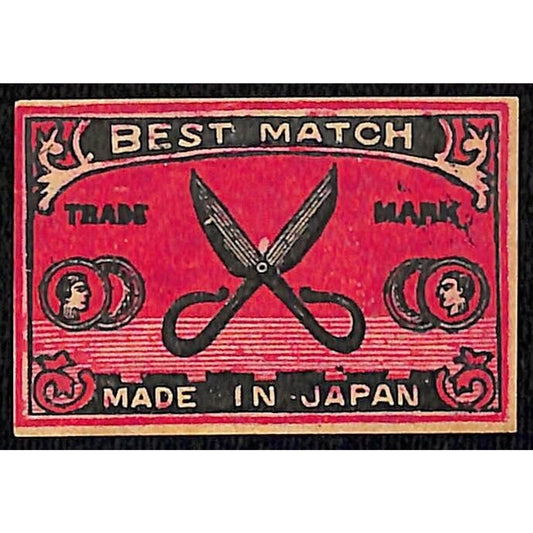 Best Match Scissors Made in Japan c1900-1920's Matchbox Label VGC