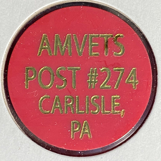 Carlisle, PA AMVETS Post 274 Plastic Drink Token G/F "Beer"