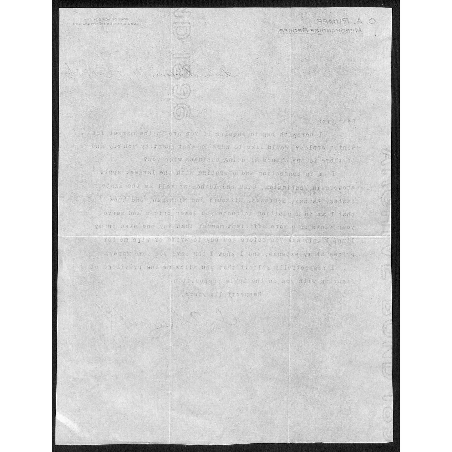 C.A. Rumpf Produce Brokers Butte, MT 1896 TLS re: Lower Prices