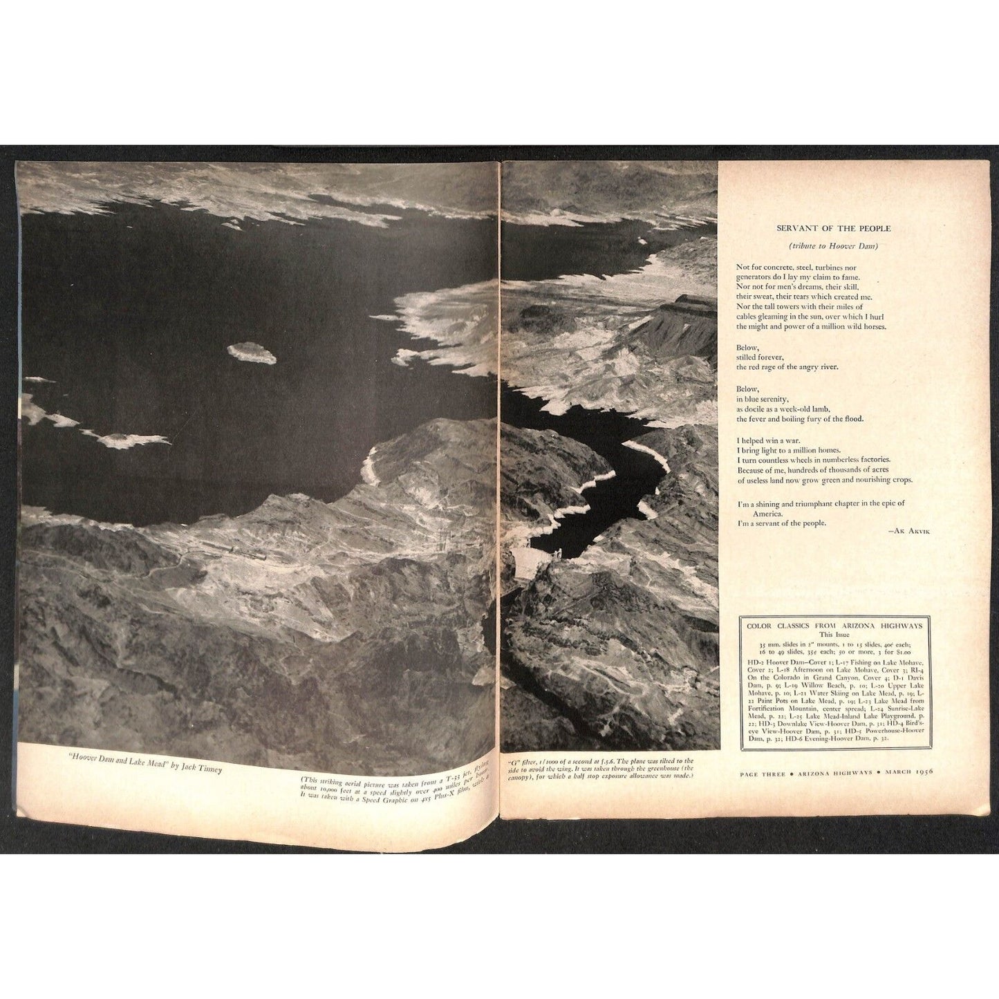 Arizona Highways Magazine March 1956 Lake Mead / Hoover Dam 40pp VGC