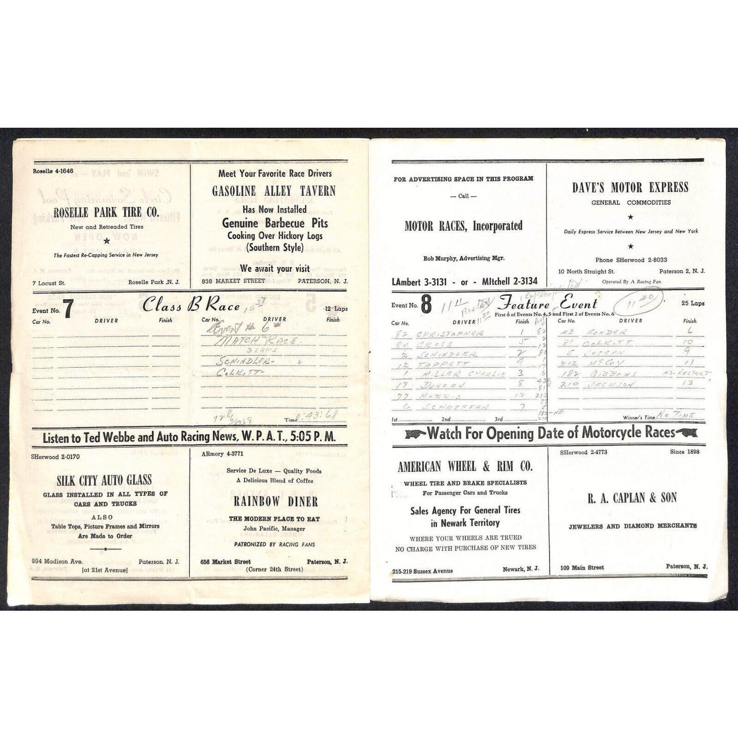 Hinchliffe Stadium Midget Auto Races 7/26/1946 Program Shorty McAndrew 4pp
