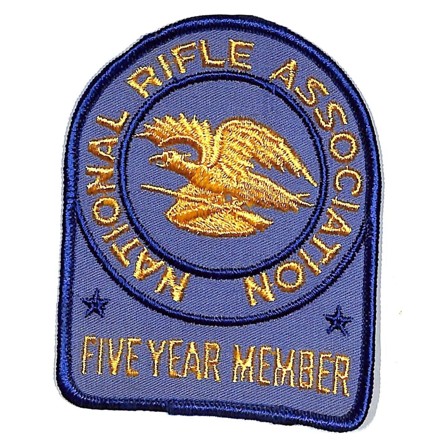 NRA Five Year Member Embroidered Patch c1970's-80's 3" x 3 3/4" NOS VGC