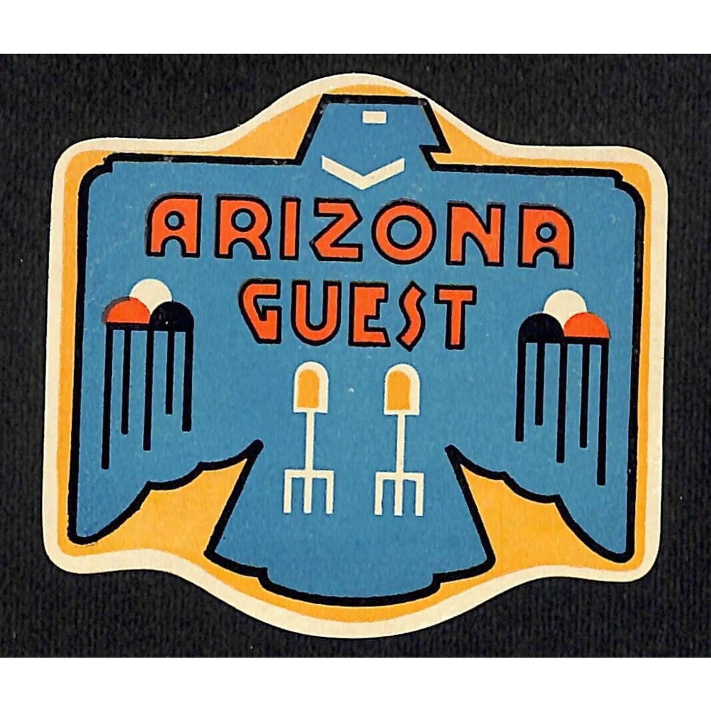 "Arizona Guest" Safety First Highway Stripes Signs Info Label Phoenix Bird c1939