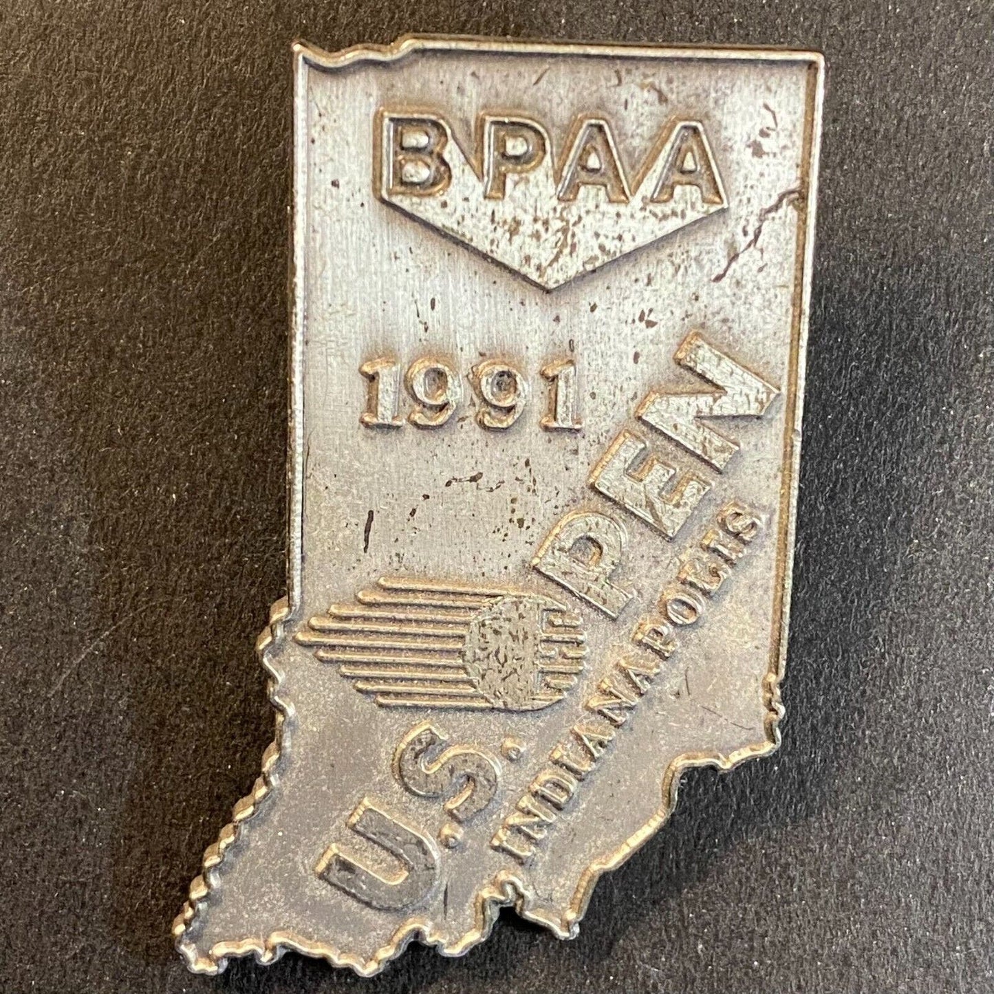 BPAA 1991 U.S. Open Indianapolis Bowling Metal Pinback 28mm x 44mm 17g Scarce
