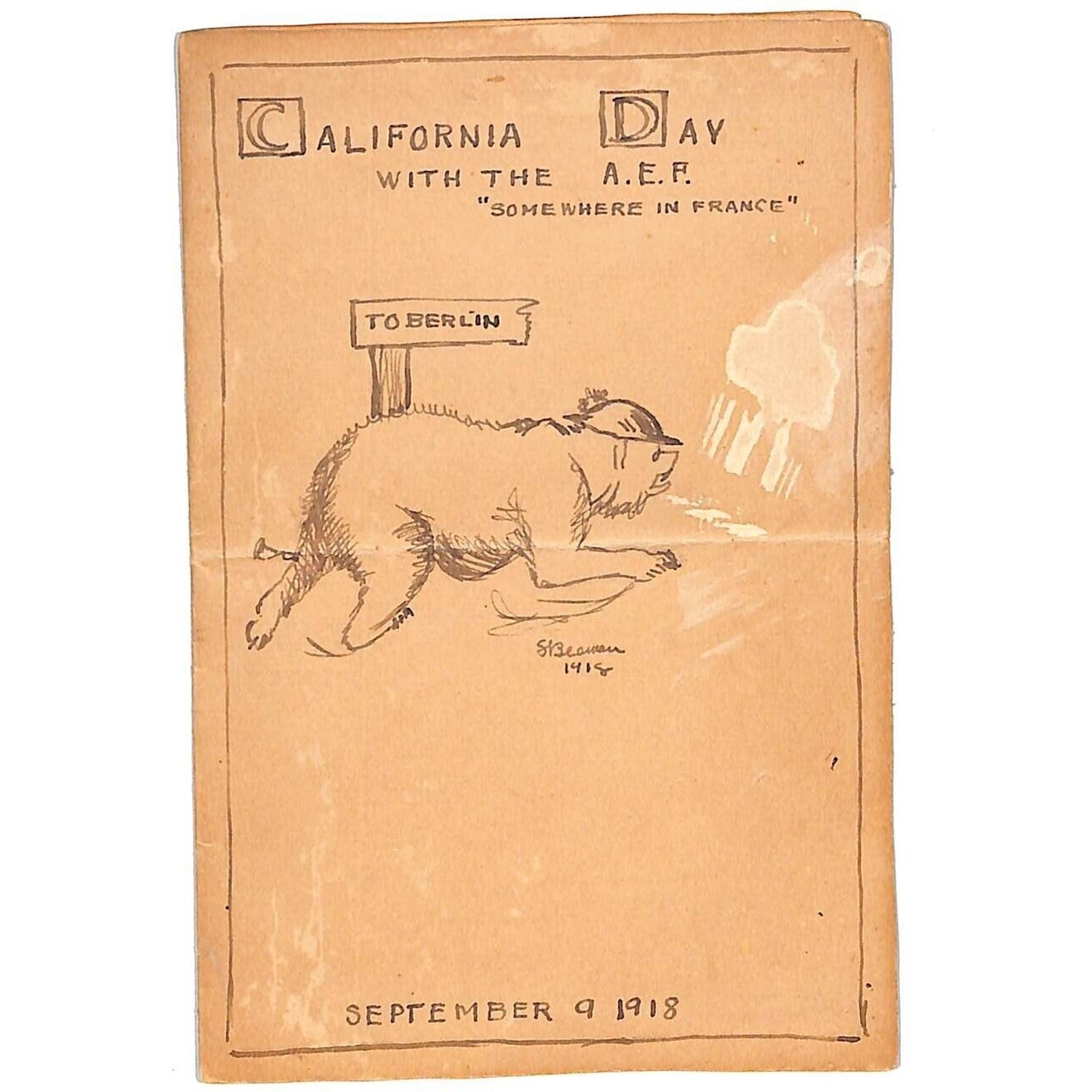 California Day in the A.E. F. "Somewhere in France" WWI Menu - List of Attendees
