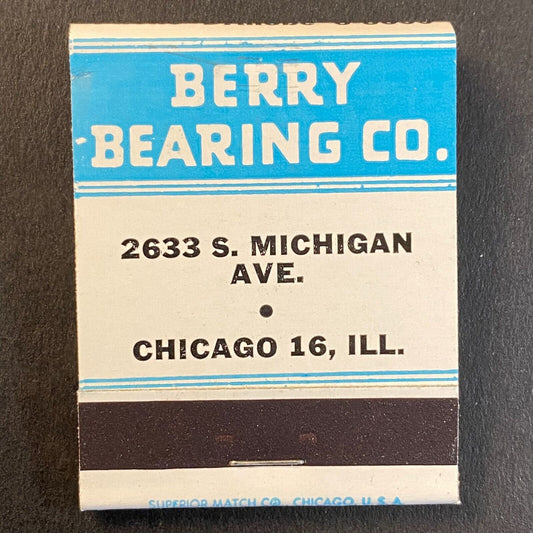 Berry Bearing Co. Chicago, IL Full Matchbook c1950's-60's VGC Mint NOS Scarce