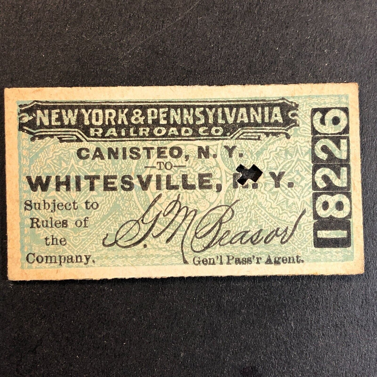 New York & Pennsylvania Railroad July 7 1917 Whitesville, NY Ticket #18226