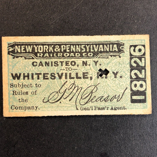 New York & Pennsylvania Railroad July 7 1917 Whitesville, NY Ticket #18226
