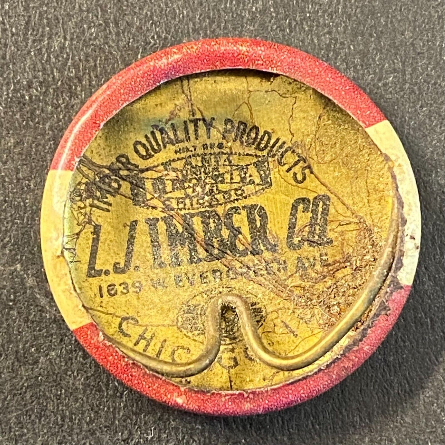 1948 Canada T.L.C. of C. Trade Union Steel Pinback 7/8" w/ Dent & no Pin