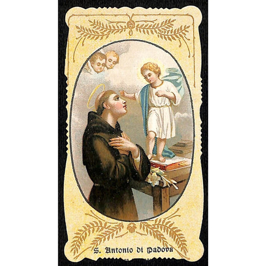 Italian Holy Card St. Anthony of Padua w/ Angels April 1906