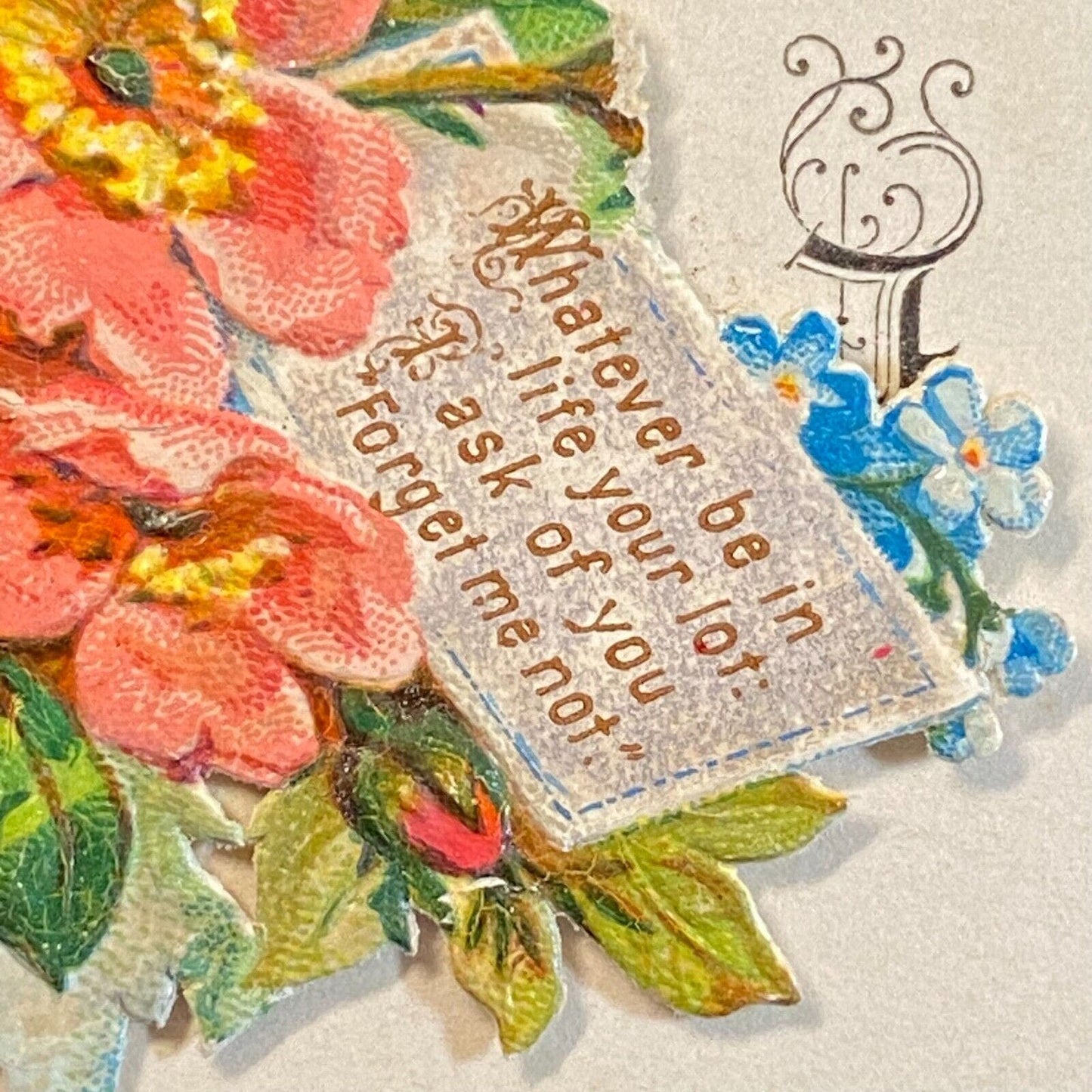 "Elizabeth Beckett" Victorian Hidden Name Card "Whatever be in Life Your Lot.."