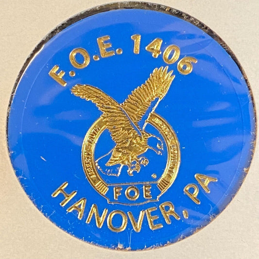 Hanover, PA F.O.E. 1406 c1970's-80's Plastic "G/F One Beer" Token Eagle