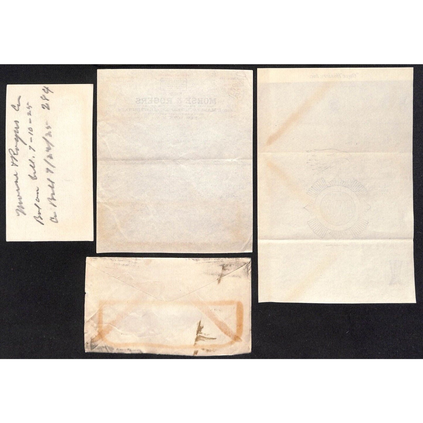 Morse & Rogers Shoes / J.L. Weitzel Wrightsville, PA 1925 Billheads Ink Blotter