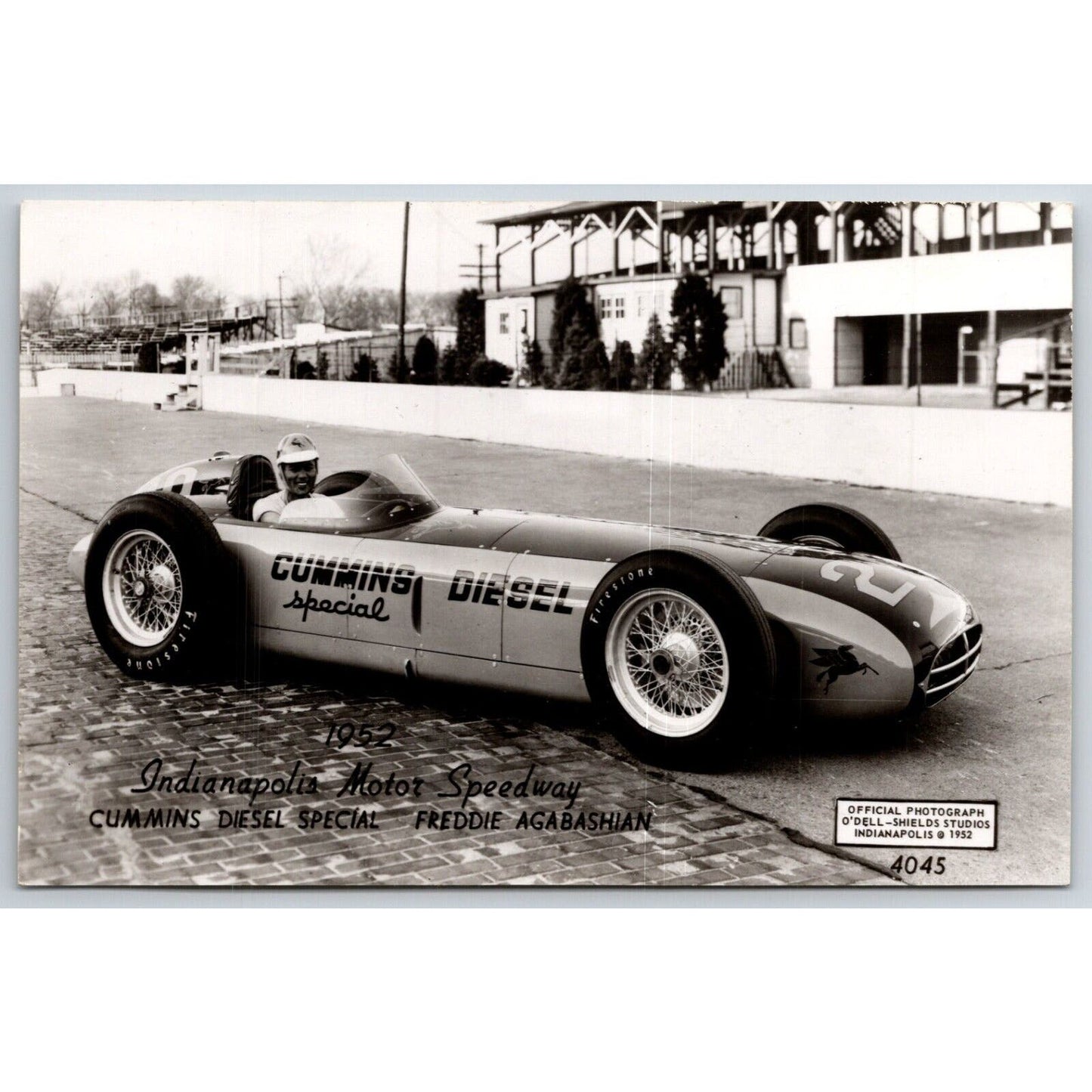 Indianapolis Speedway 1952 Freddie Agabashian RPPC* O'Dell-Shields Postcard