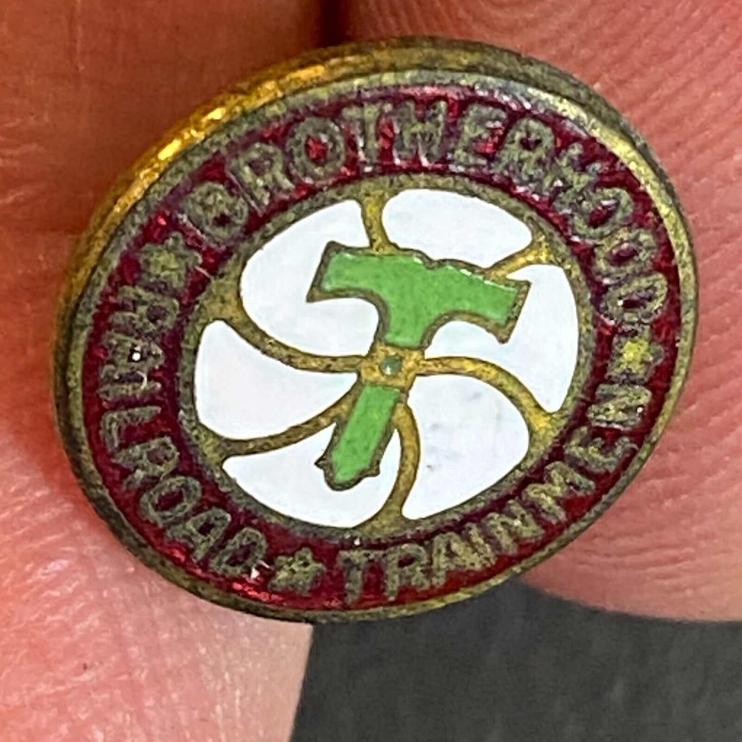 Brotherhood of Railroad Trainmen Color Enameled Lapel Pin 13mm c1935-45