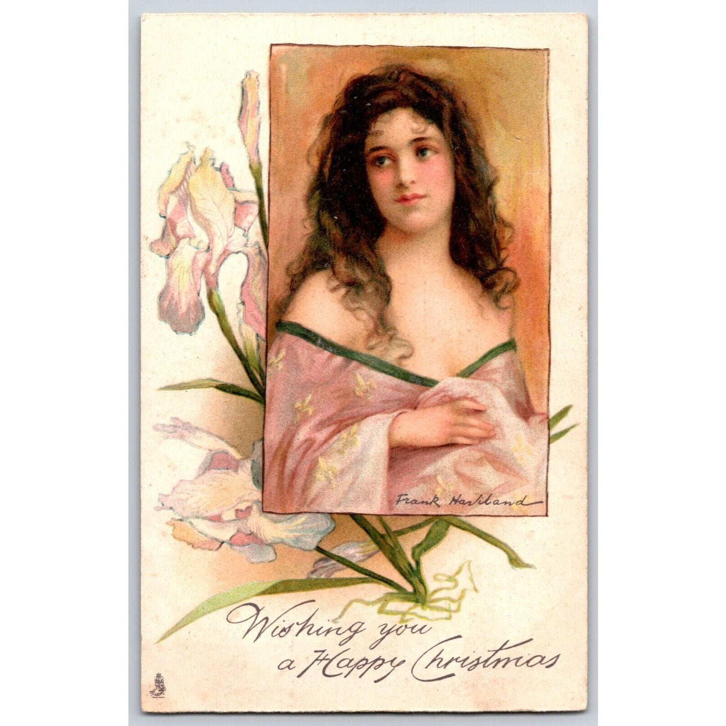 Raphael Tuck Art Nouveau Postcard Christmas / Signed Frank Harliland