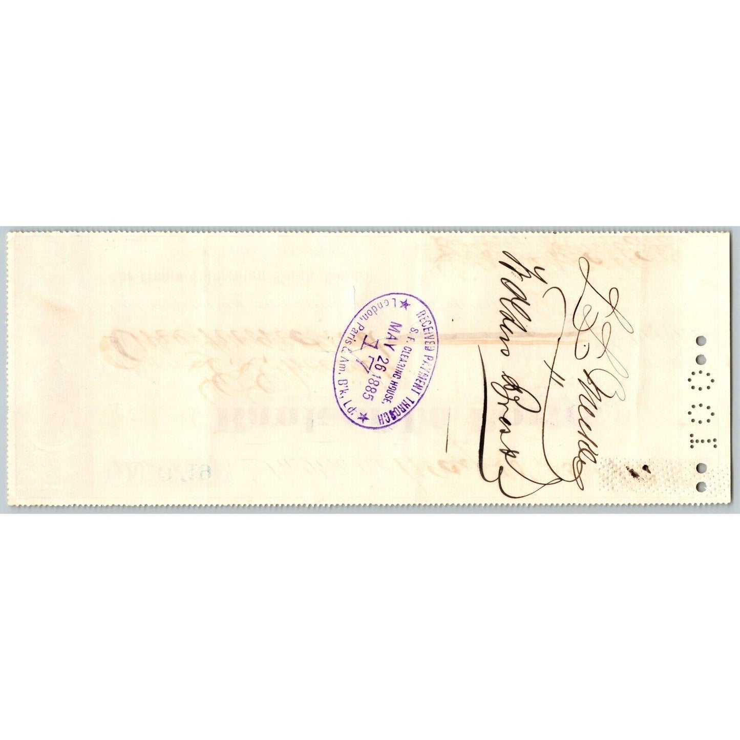 Bank of La Porte Check L.L. Meikle ? 1885 Mining Vignette #13714