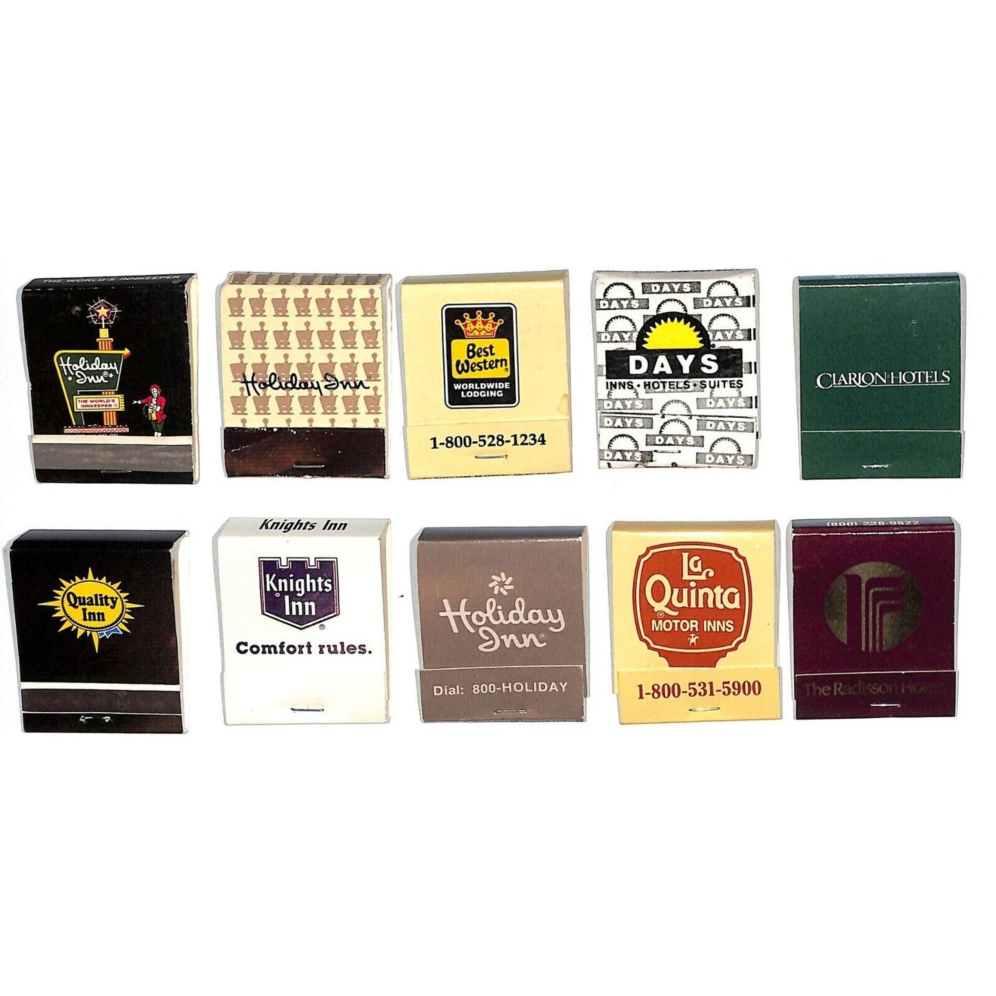 Group of 10 Different Mostly Full* U.S. Hotel Matchbooks c1974-80's VGC