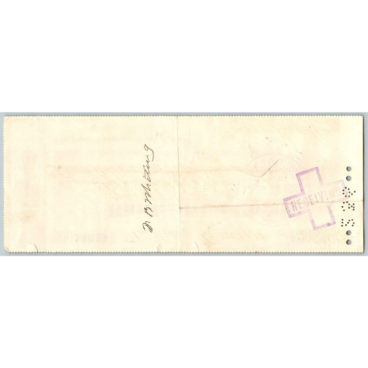 Bank of La Porte Check F.B. Whiting* (Express) 1883 Mining Vignette #14028
