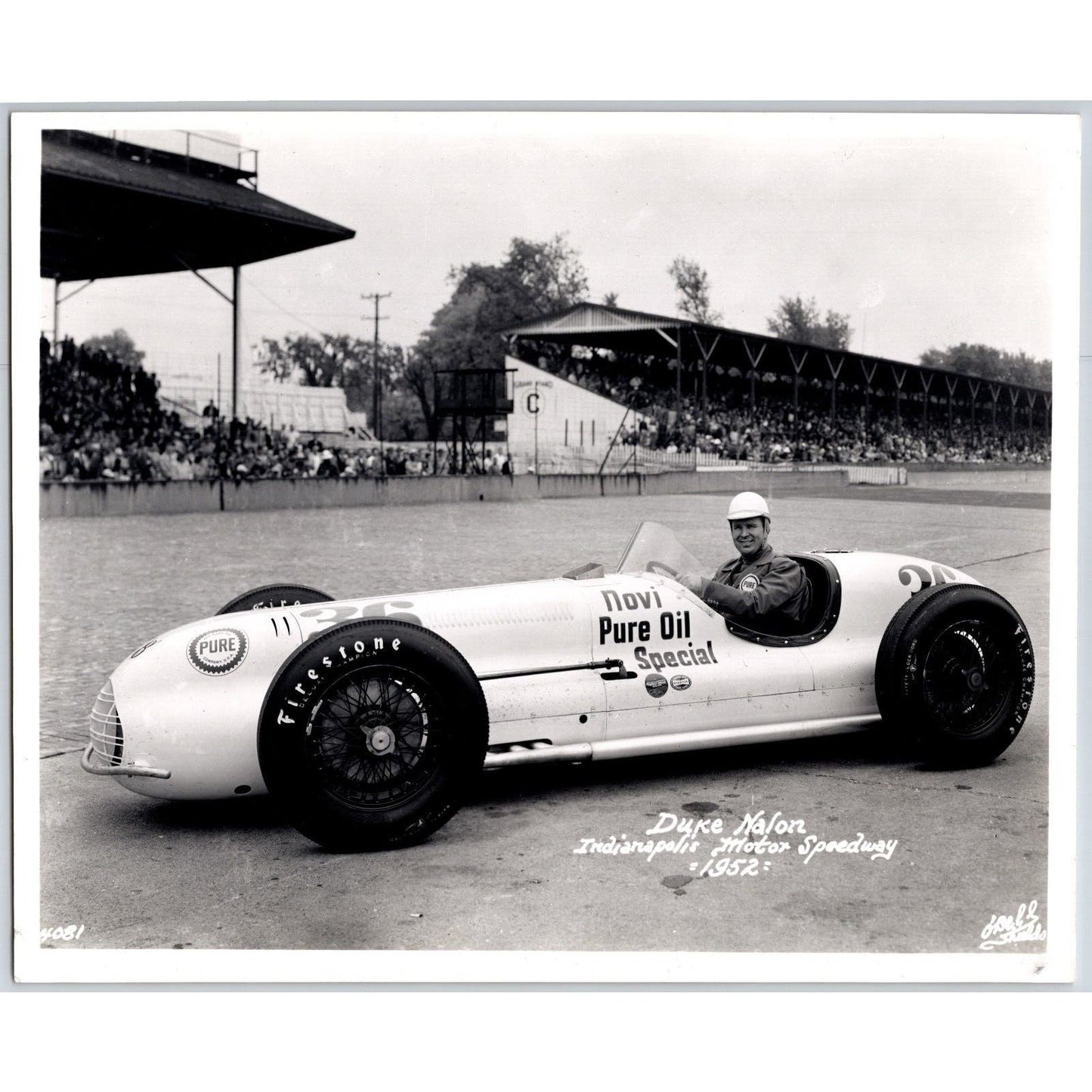 Duke Nalon IMS 1952 Auto Racing 8"x10" Photo VGC Stamped O'Dell-Shields