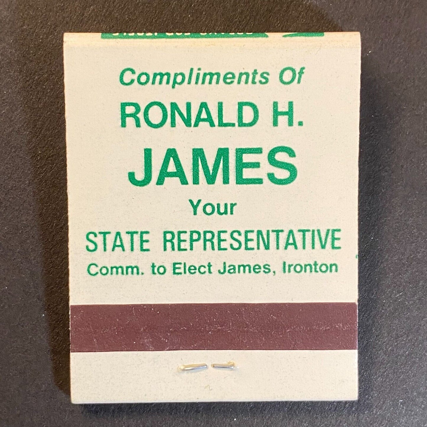 Ronald H. James (Ohio) State Representative Full Matchbook c1974-80's Scarce VGC