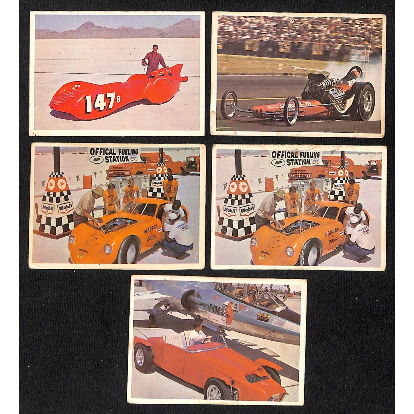 Group of 5 c1965 Hot Rod Magazine Series 1 "Spec Sheet" Auto Racing Cards