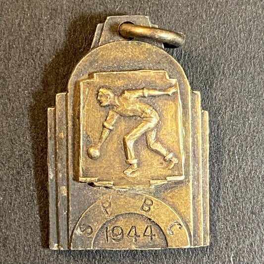 1944 SBBC Bowling Club ? Medal / Award Sterling Stranahan Pendant 17 x 25mm