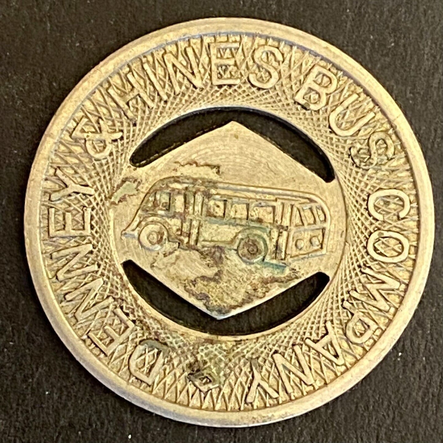 Muncie, IN Denney & Hines Bus Co. G/F One Fare Buc Transit Token 21mm