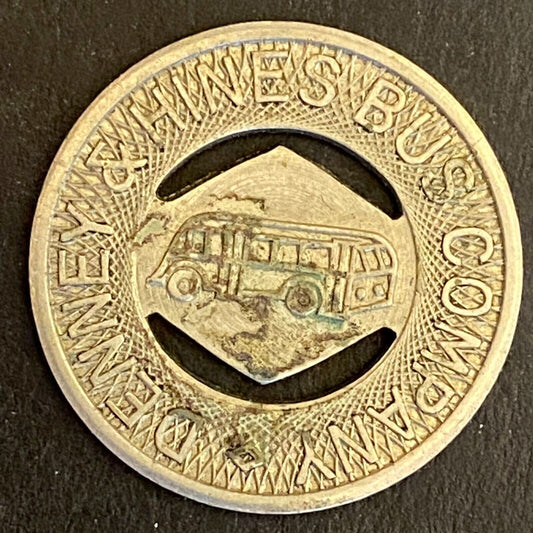 Muncie, IN Denney & Hines Bus Co. G/F One Fare Buc Transit Token 21mm