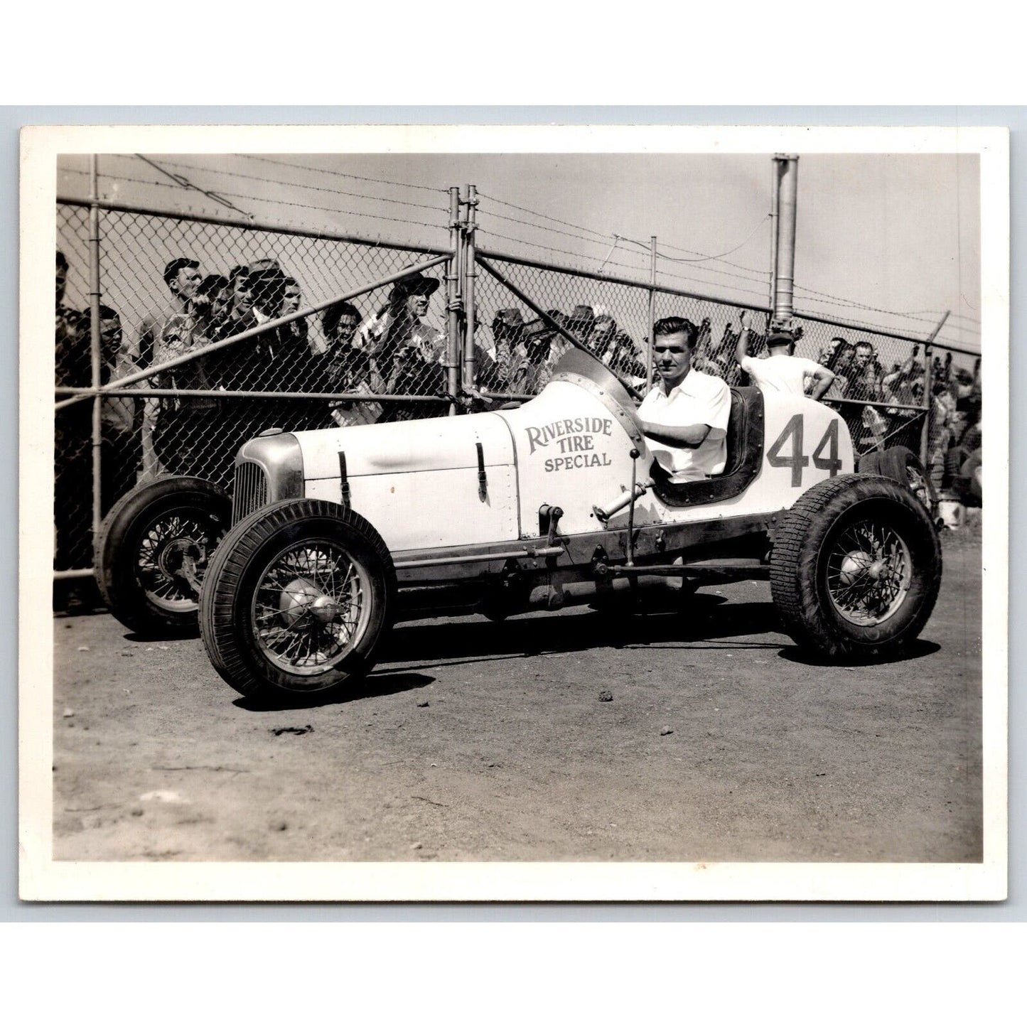 Emil Andres c1940's Auto Racing Car Riverside Tire #44 Photo 4" x 5" Ed Hitze