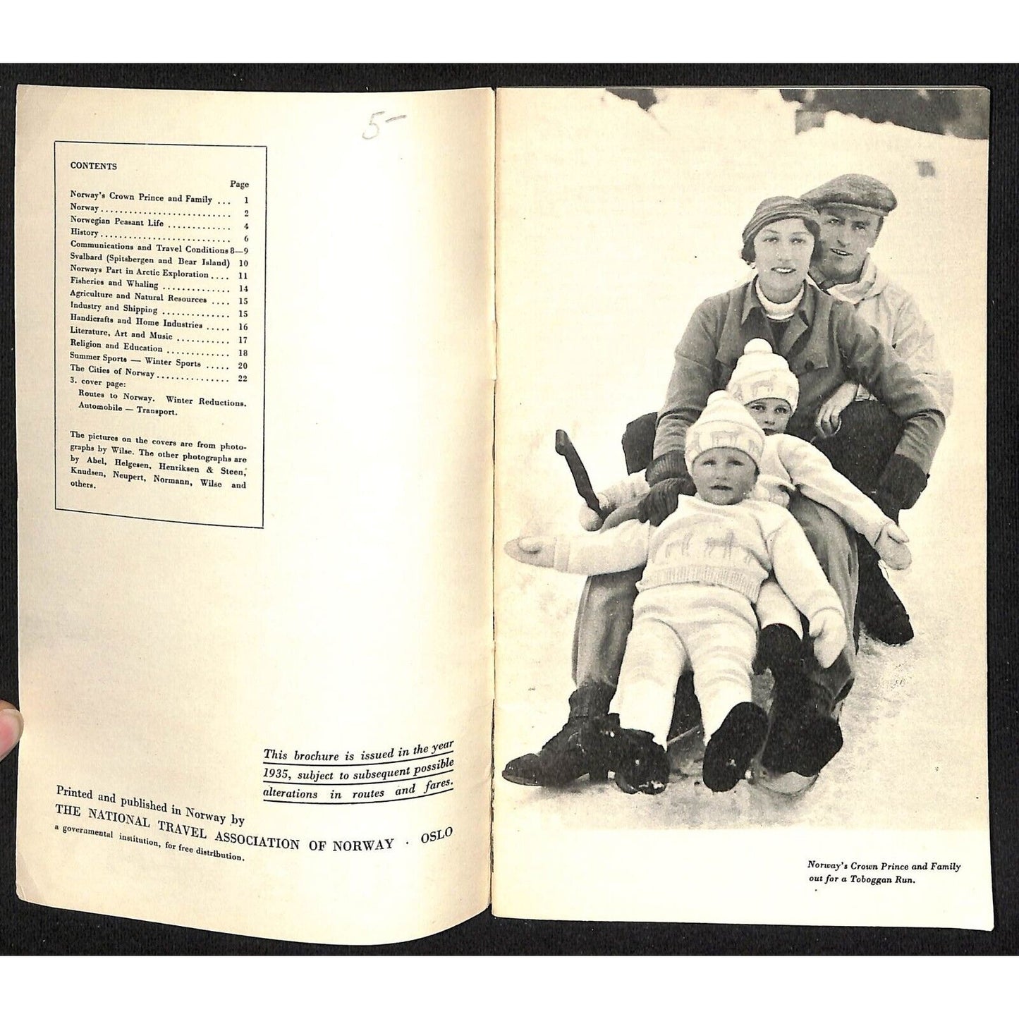1935 Norway Travel Brochure 24pp w/ 9" x 12" FO Map VGC