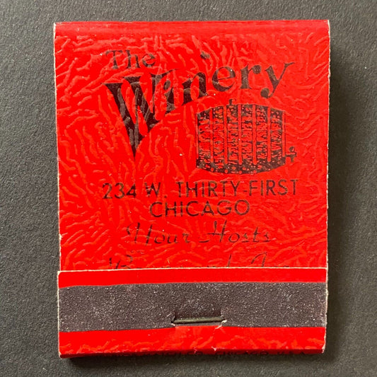 "The Winery" Restaurant Chicago Full Matchbook c1960's-74 Scarce VGC