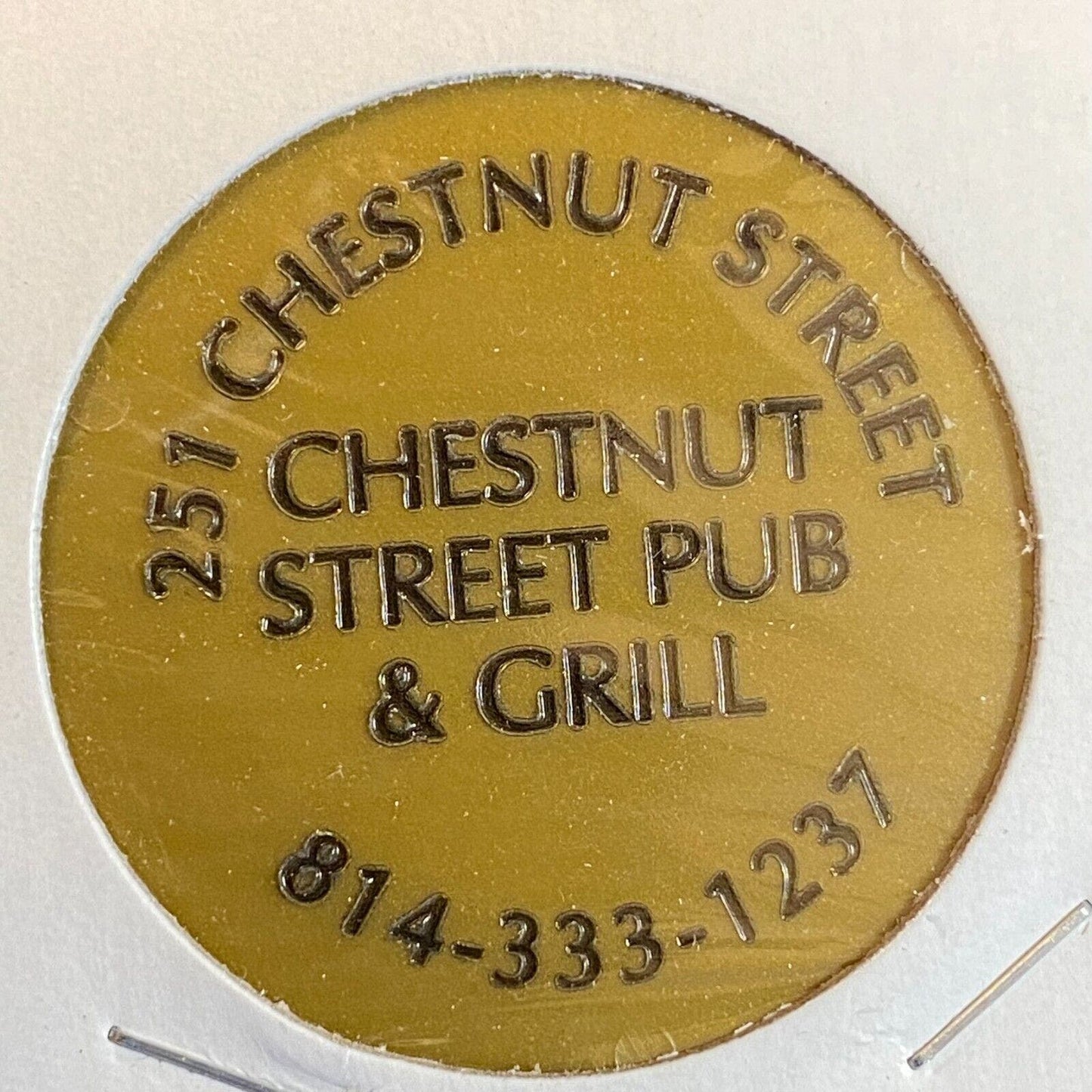 Meadville, PA Chestnut Street Pub & Grill c1990's Plastic Token "G/F One Beer"