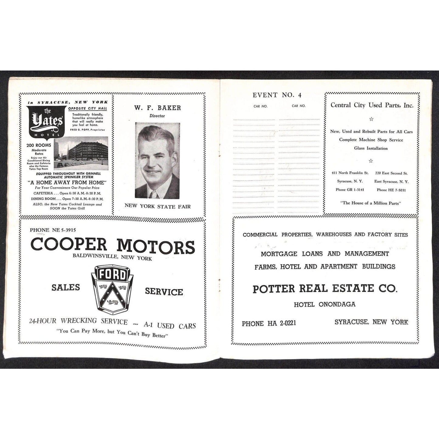 New York State Fair Auto Racing Program Stock Car 9/2 1957 20pp Scarce