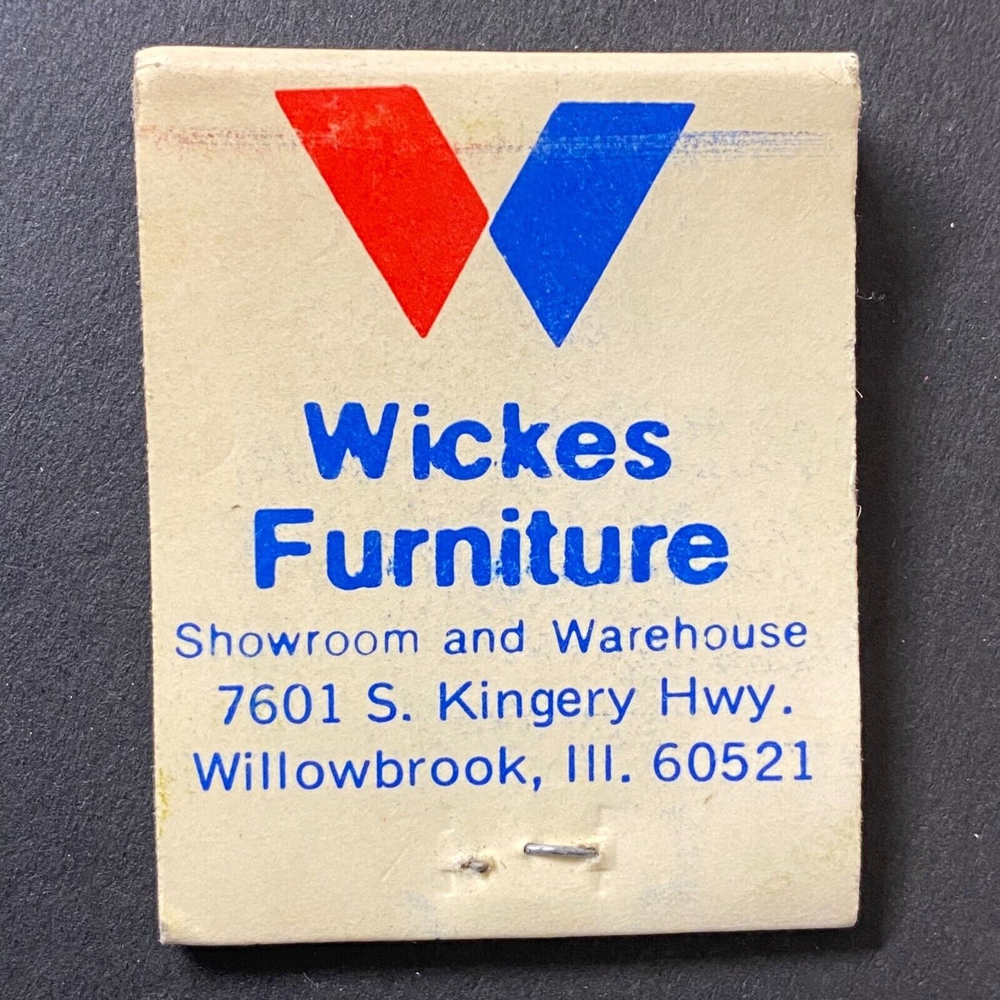 Wickes Furniture Showroom Willowbrook, IL Full Matchbook c1960's -74