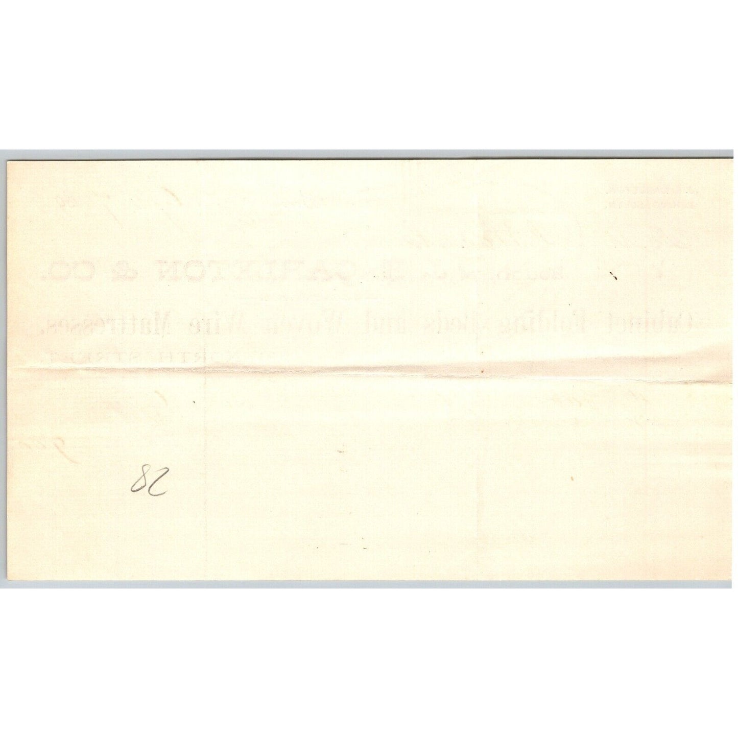 J.E. Carleton & Co. Cabinet Folding Beds Boston, MA 1893 Billhead