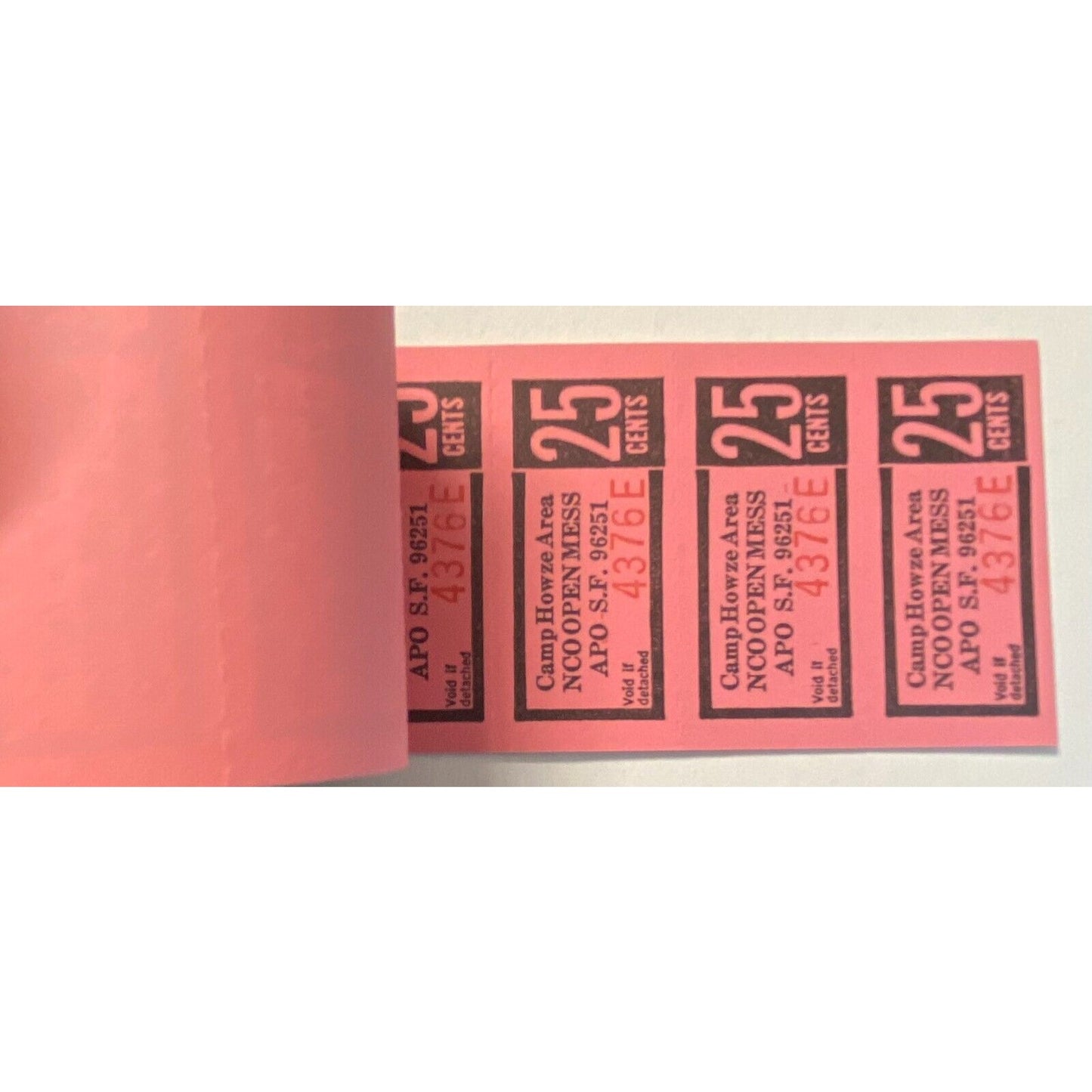 Korea Camp Howze Area NCO Open Mess Partial $5.00 Coupon Booklet Not Canceled VG