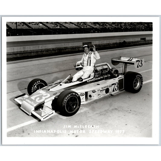 Jim McElreath #73 1977 Indianapolis Motor Speedway 8" x 10" Photo IMS Stamp VGC